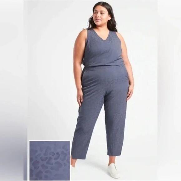 Athleta Pants - NEW Athleta Brooklyn Textured Jumpsuit Women's Plus Size 26 Gray Violet Purple